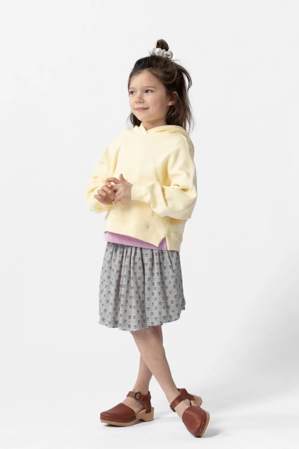 Kids Sissy-Boy Rokken>Lichtgroene Rok Met Paarse Bloemenprint