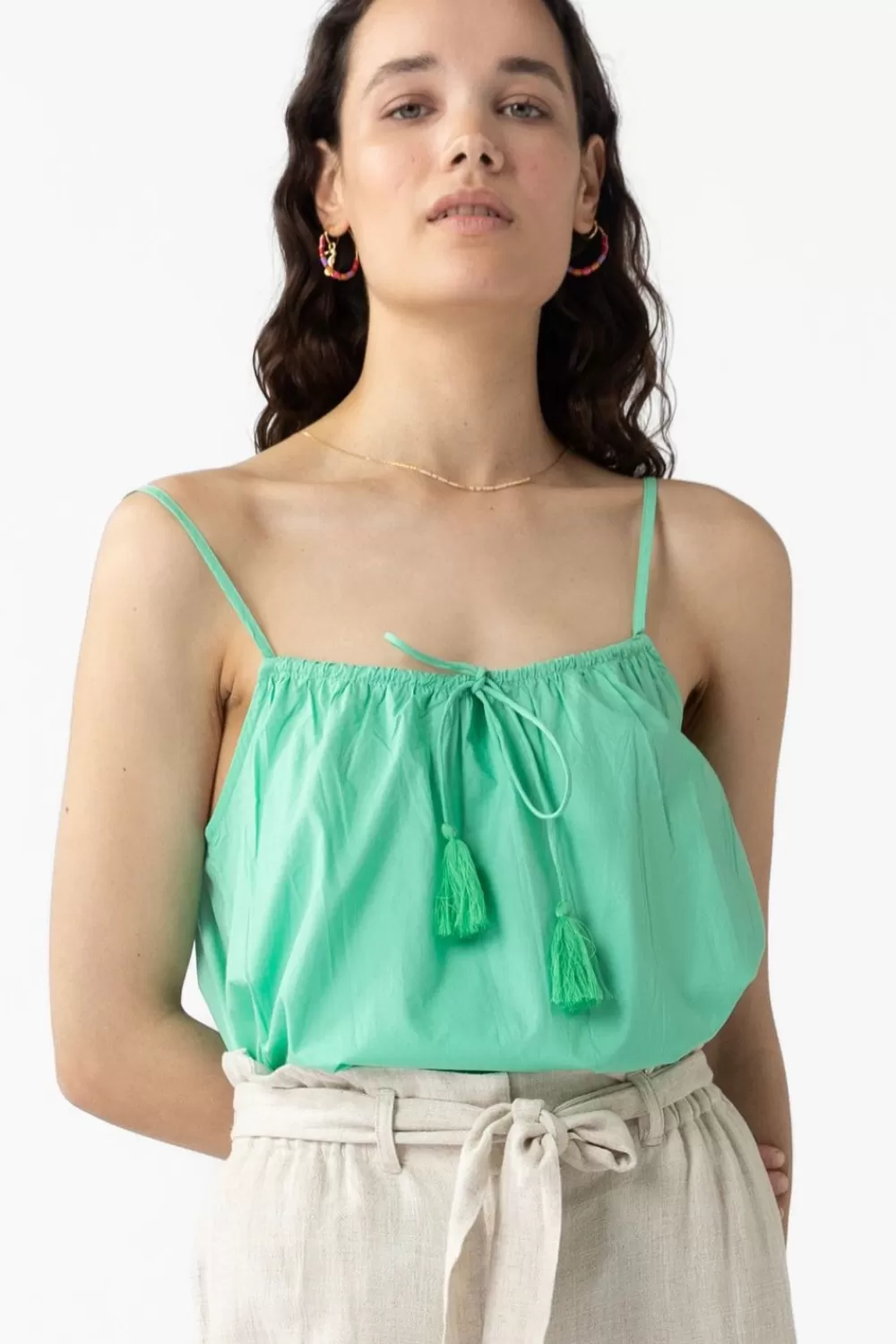 Dames Sissy-Boy T-Shirts En Tops>Lichtgroene Top Met Kwastje