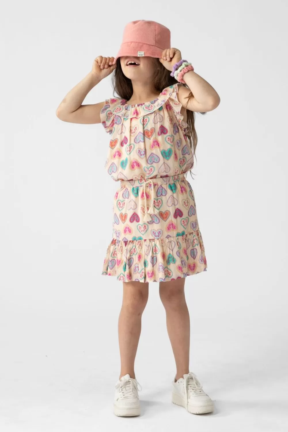 Kids Sissy-Boy T-Shirts En Tops>Lichtoranje Top Met Ruffles En Hartjes