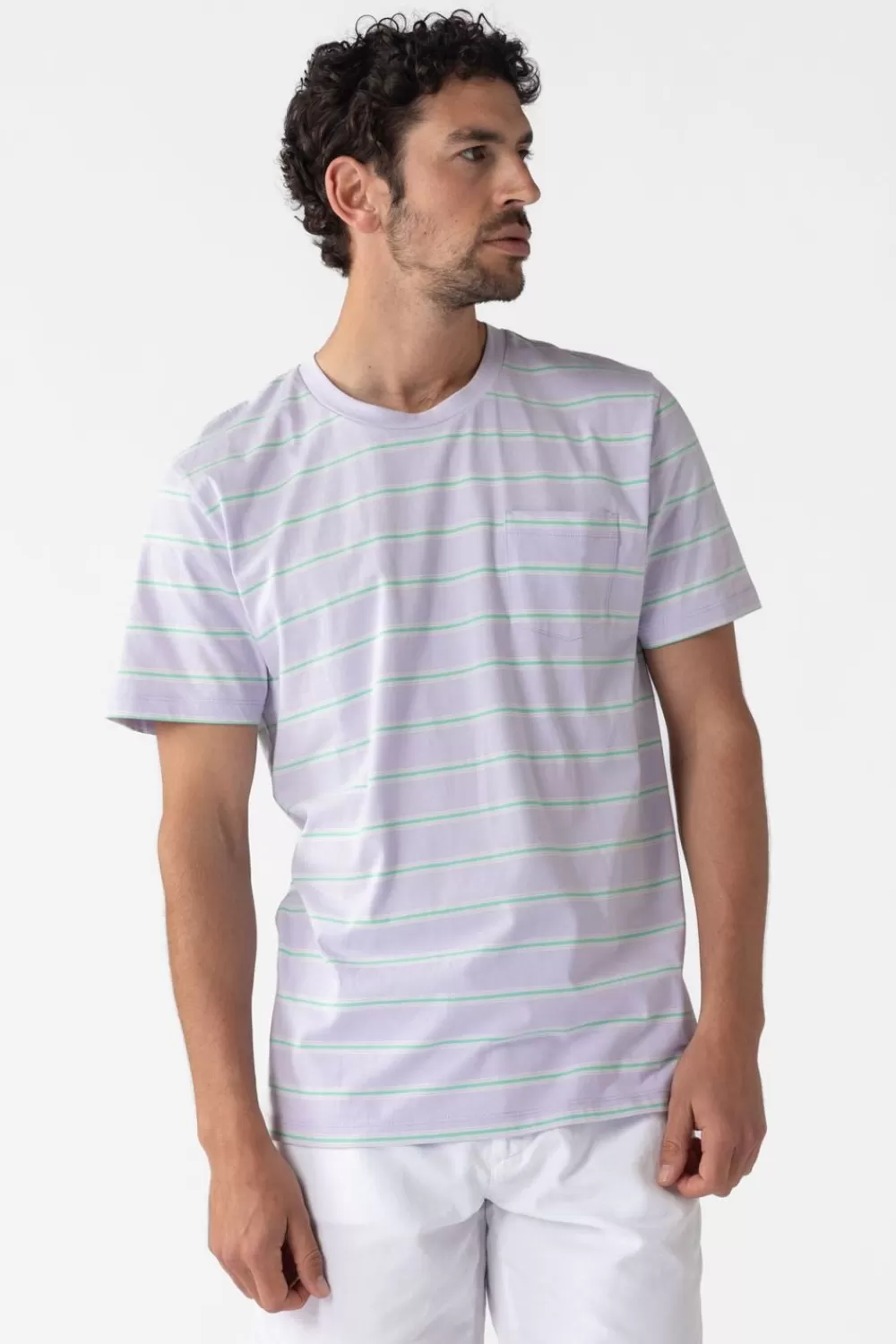 Heren Sissy-Boy T-Shirts>Lichtpaars Gestreept T-Shirt