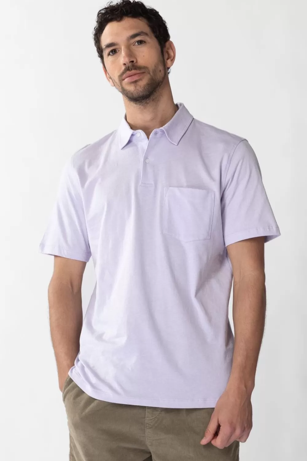 Heren Sissy-Boy T-Shirts>Lichtpaarse Katoenen Polo