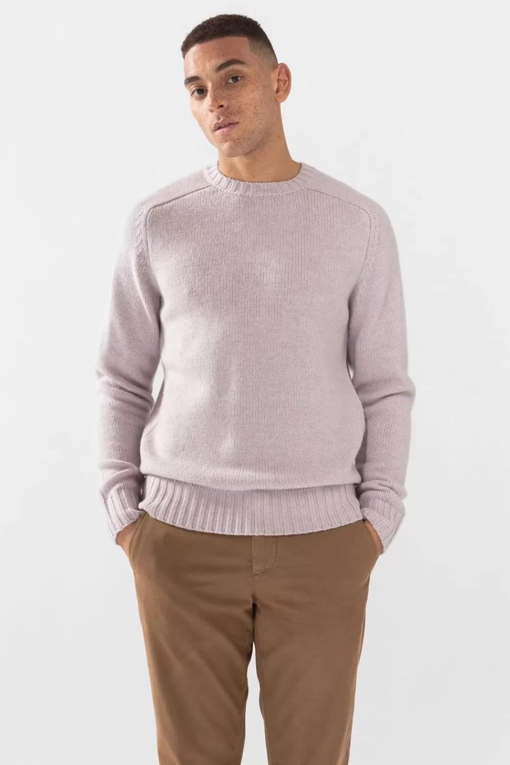 Heren Sissy-Boy Truien En Vesten>Lichtpaarse Merino Wol Trui