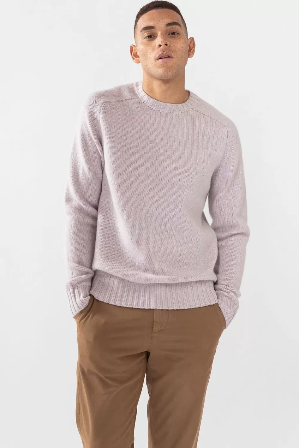 Heren Sissy-Boy Truien En Vesten>Lichtpaarse Merino Wol Trui