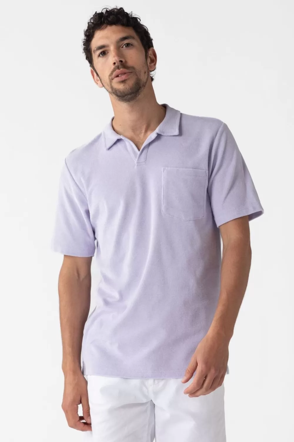 Heren Sissy-Boy T-Shirts>Lichtpaarse Polo Van Badstof