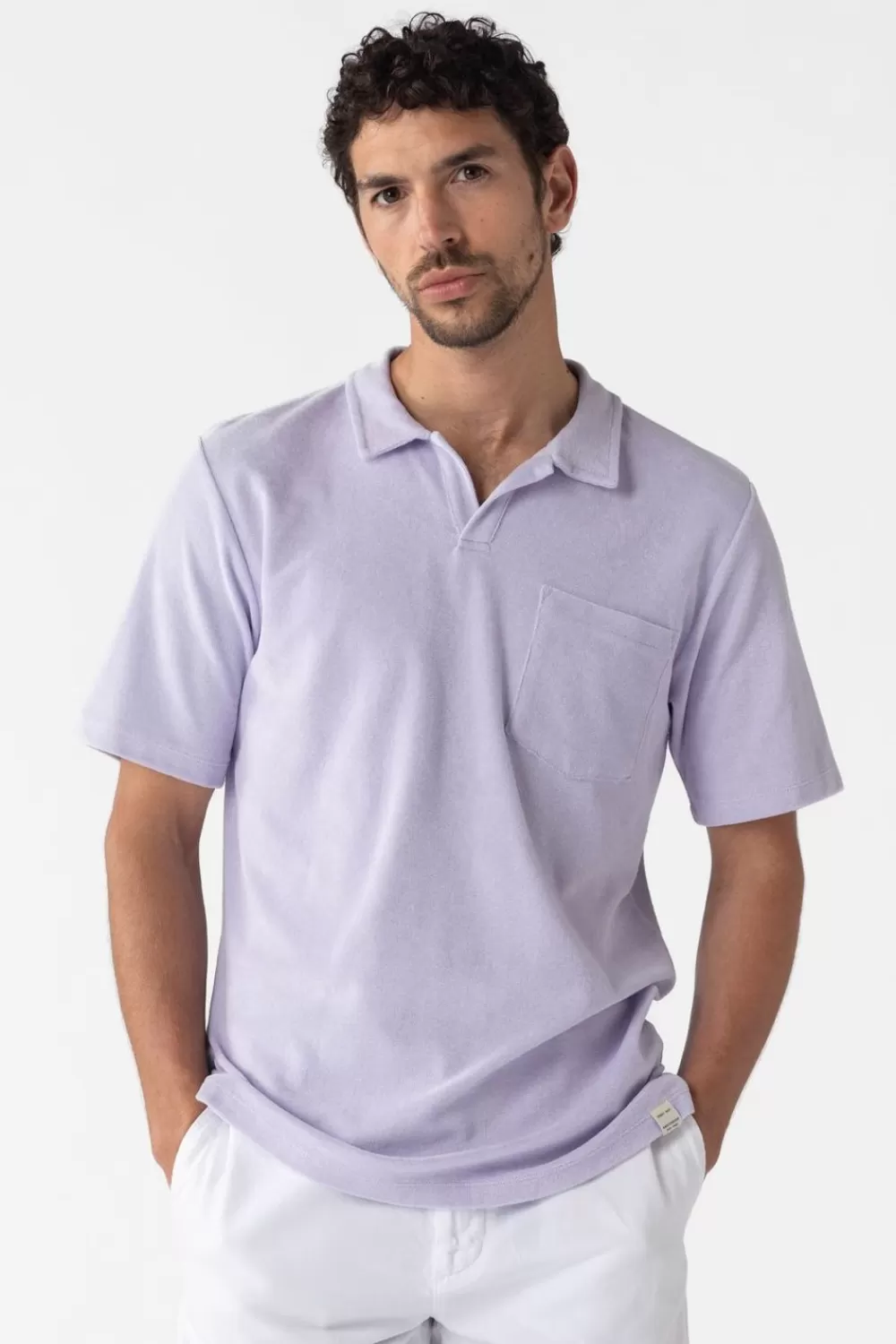Heren Sissy-Boy T-Shirts>Lichtpaarse Polo Van Badstof
