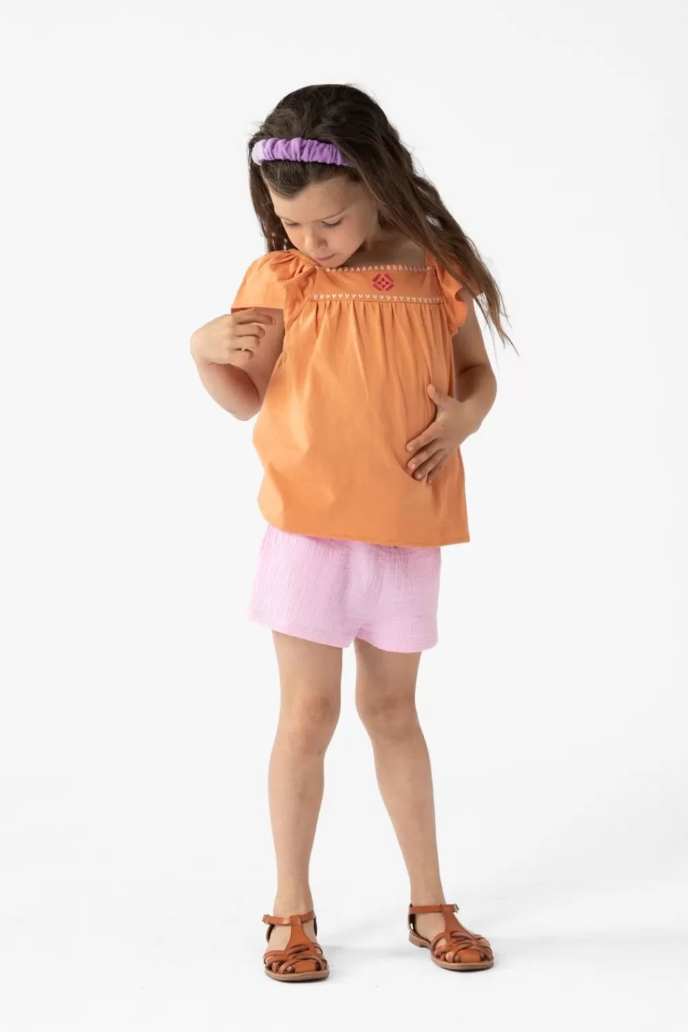 Kids Sissy-Boy Broeken>Lichtroze Mousseline Shorts