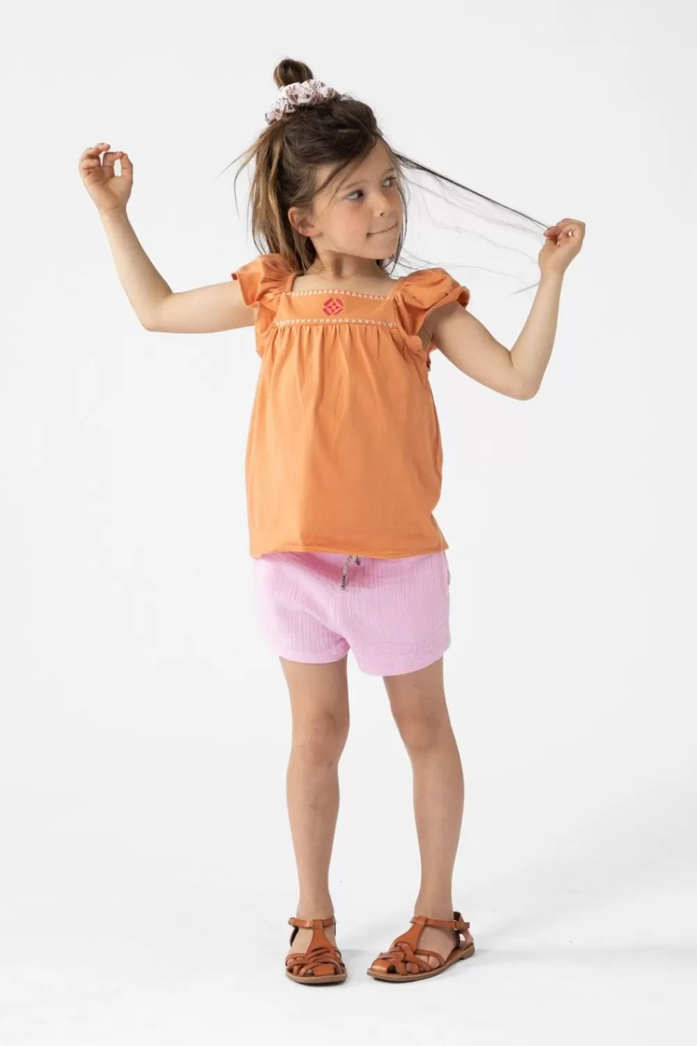 Kids Sissy-Boy Broeken>Lichtroze Mousseline Shorts