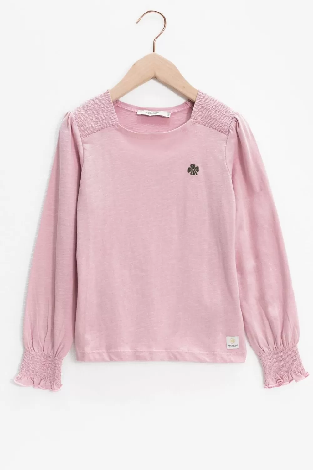 Kids Sissy-Boy T-Shirts En Tops>Lichtroze T-Shirt Met Pofmouwen En Smock Details