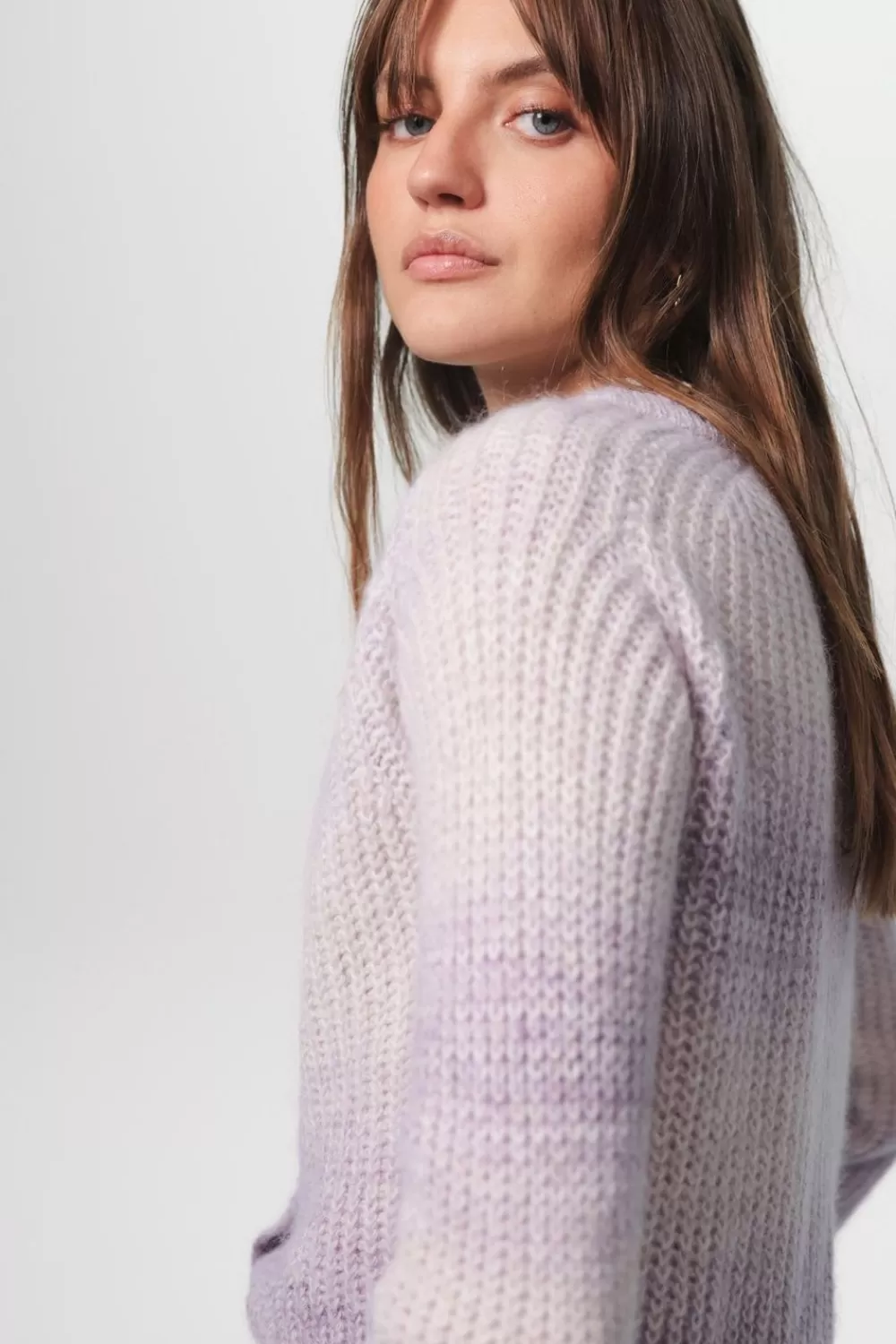 Dames Sissy-Boy Truien En Vesten>Lila Gebreide Degrade Cardigan