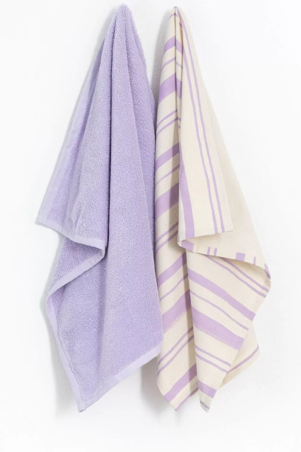 Sissy-Boy Keukentextiel>Lila Gestreepte Handdoek En Theedoek Terry