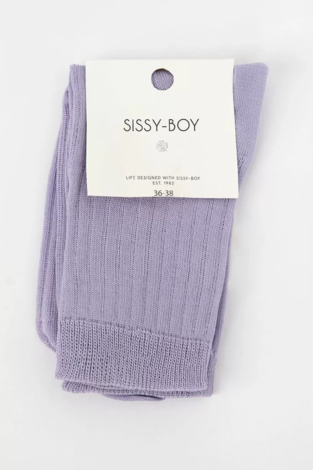 Dames Sissy-Boy Sokken En Panty'S>Lila Katoenen Rib Sokken
