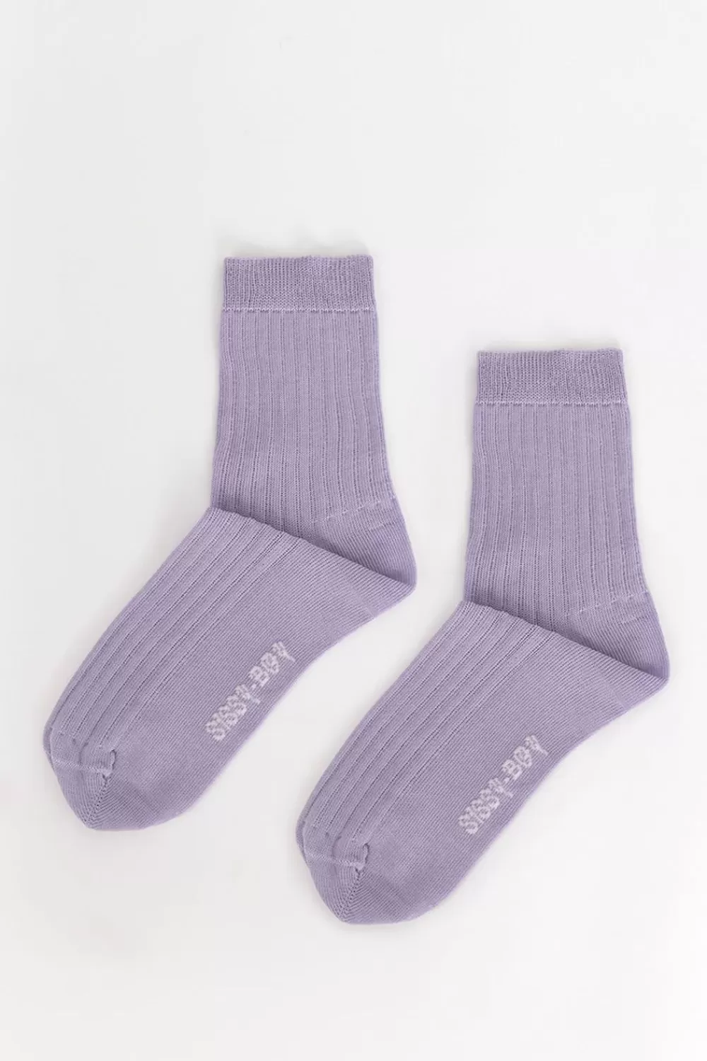 Dames Sissy-Boy Sokken En Panty'S>Lila Katoenen Rib Sokken