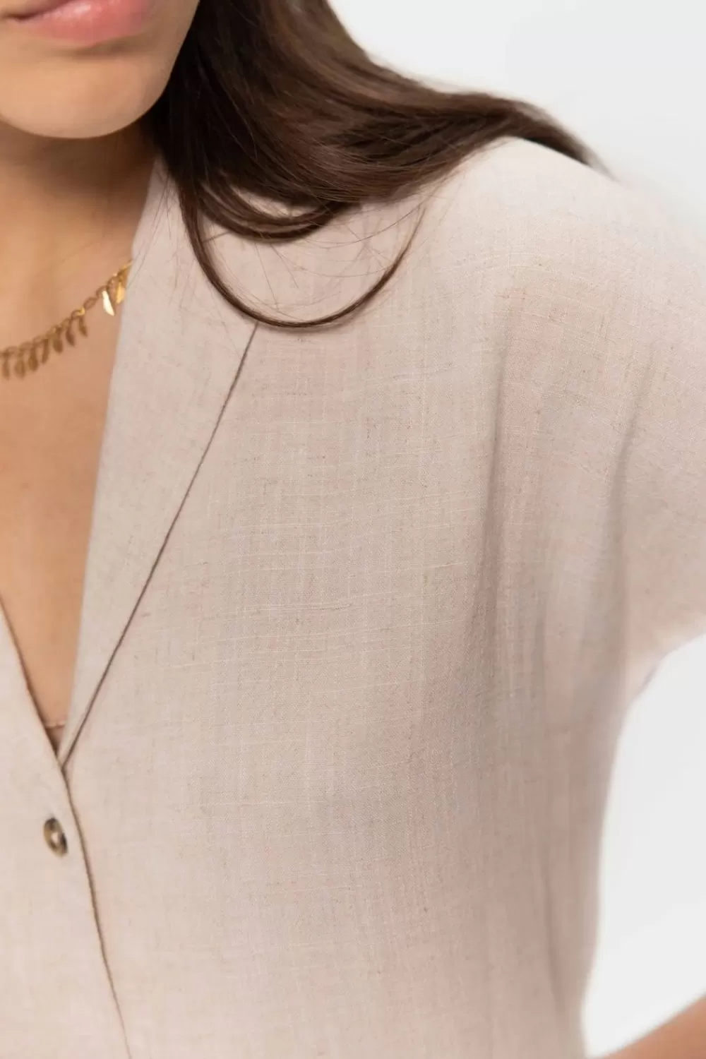 Dames Sissy-Boy Blouses>Linnen Blouse Met Korte Mouwen