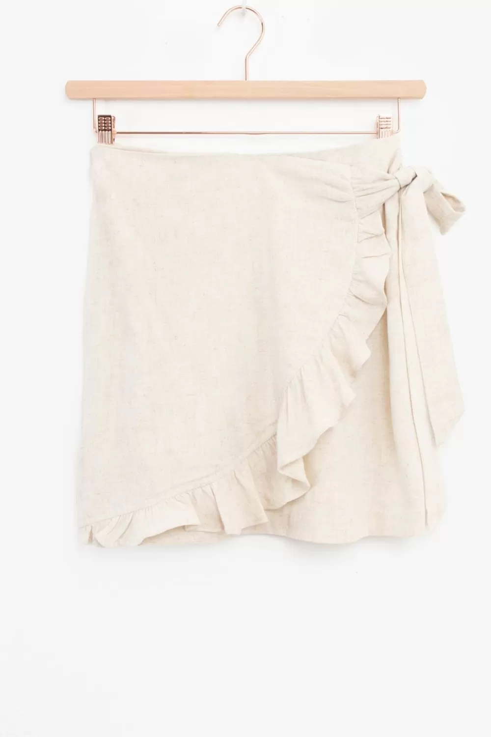 Dames Sissy-Boy Rokken>Linnen Ruffle Rok Met Overslag