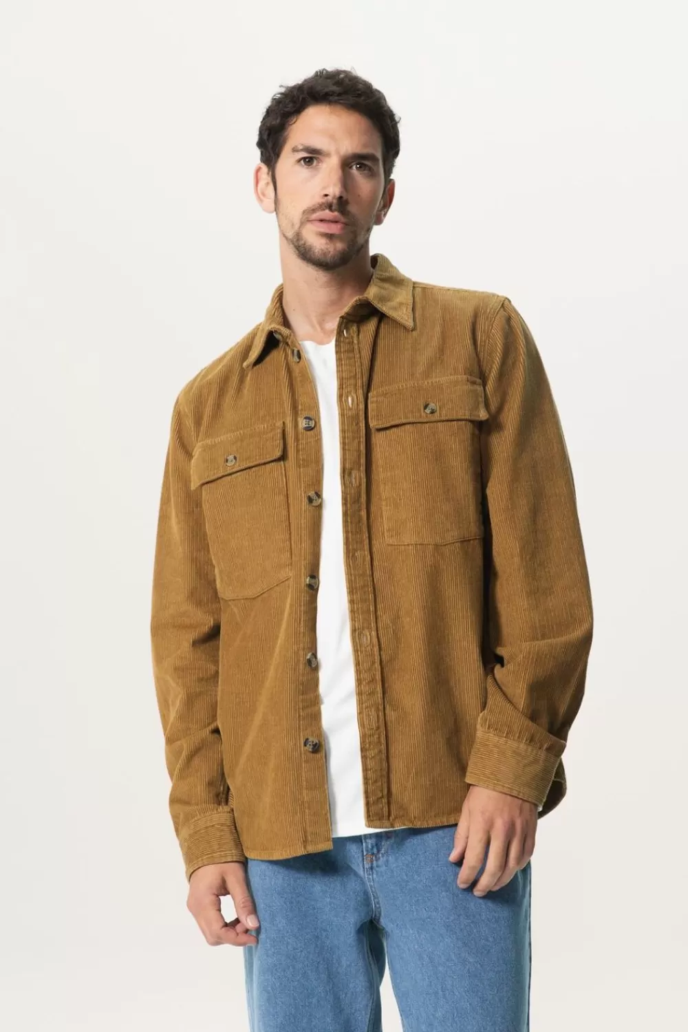 Heren Sissy-Boy Overhemden>Mosterd Corduroy Overhemd