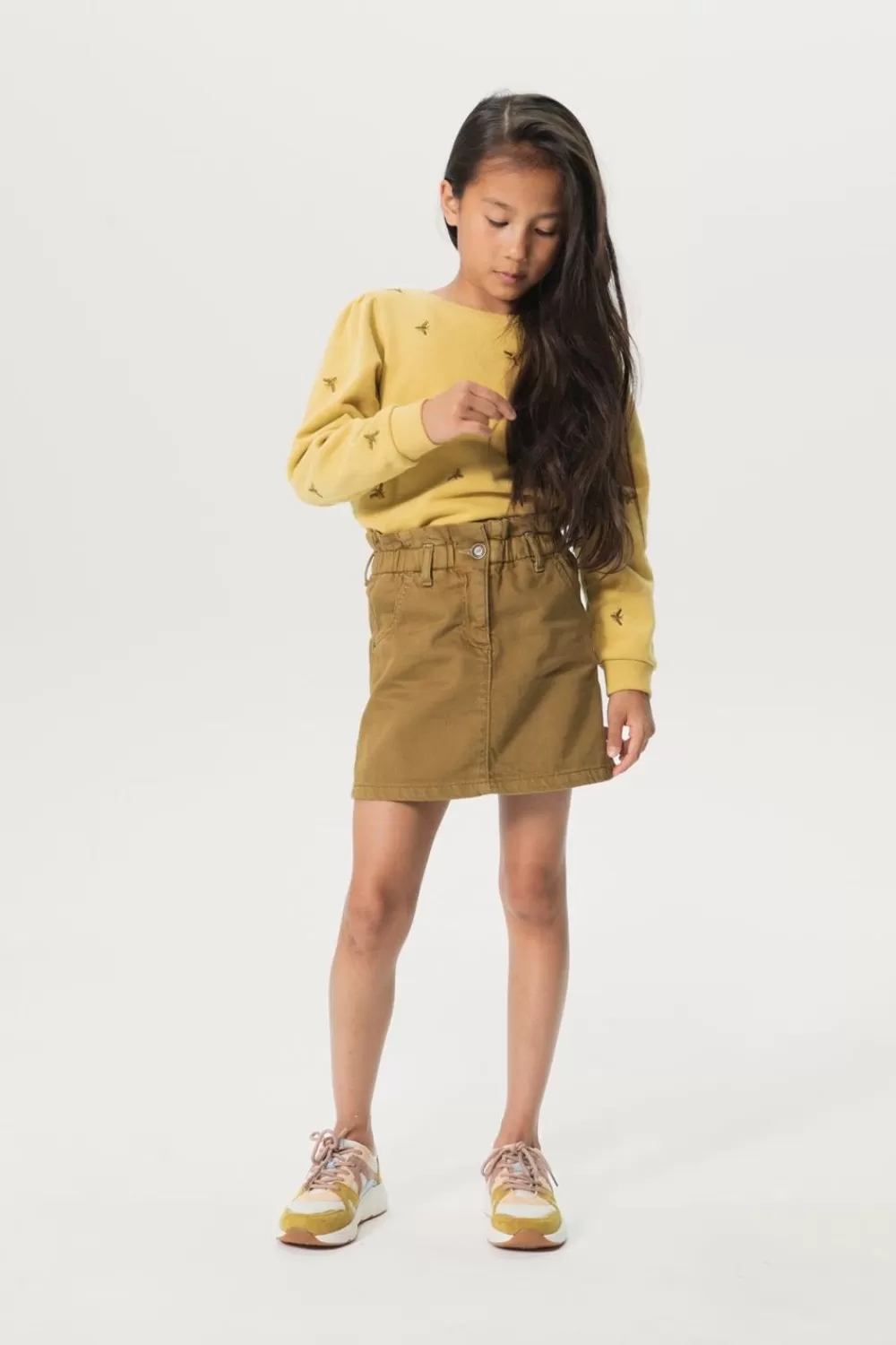 Kids Sissy-Boy Rokken>Mosterd Groene Denim Paperbag Rok