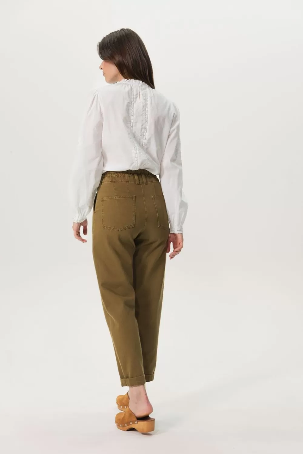 Dames Sissy-Boy Broeken>Mosterd Groene High Waist Straight Leg Broek