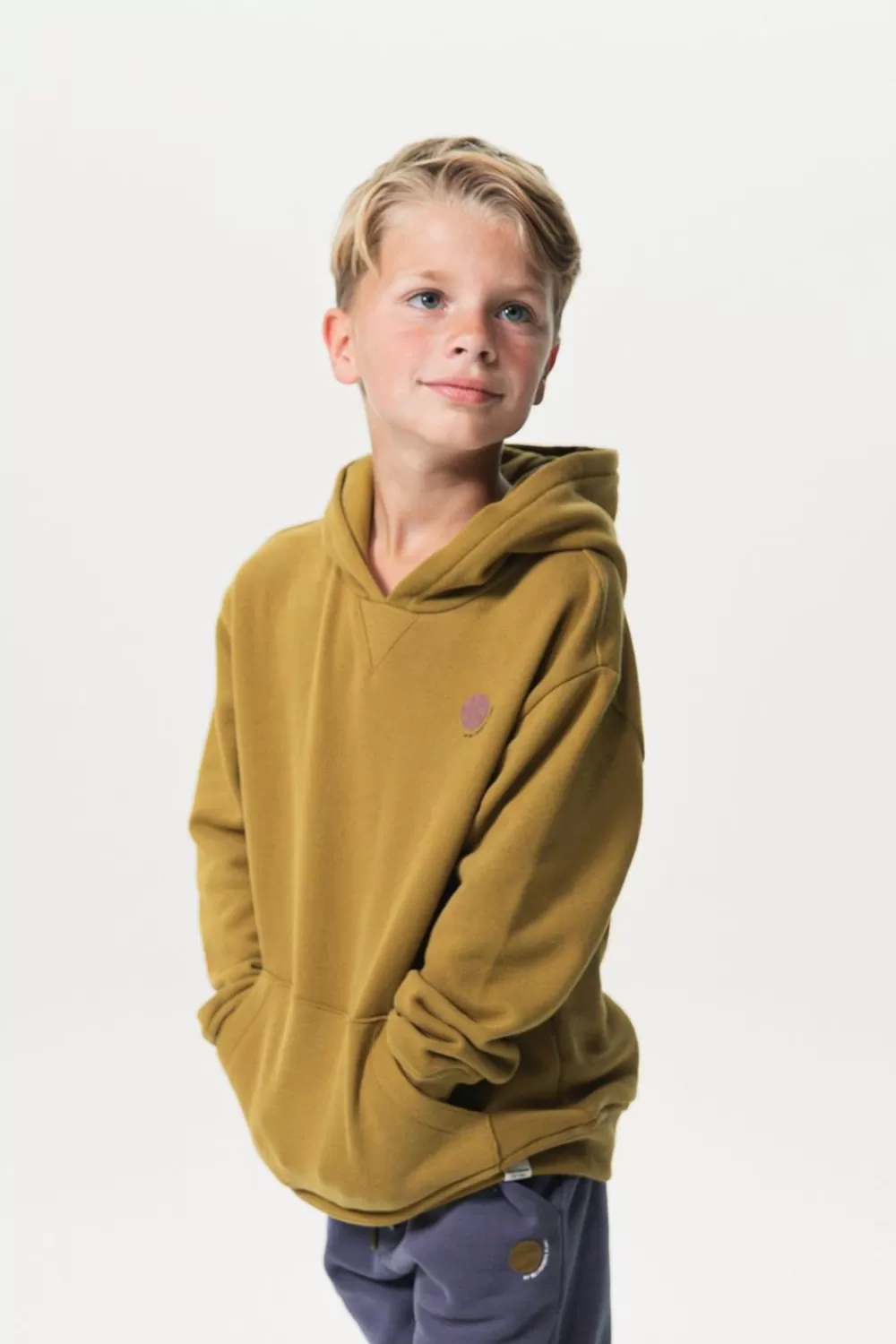 Kids Sissy-Boy Truien En Vesten>Mosterd Groene Oversized Hoodie Met Flock Print