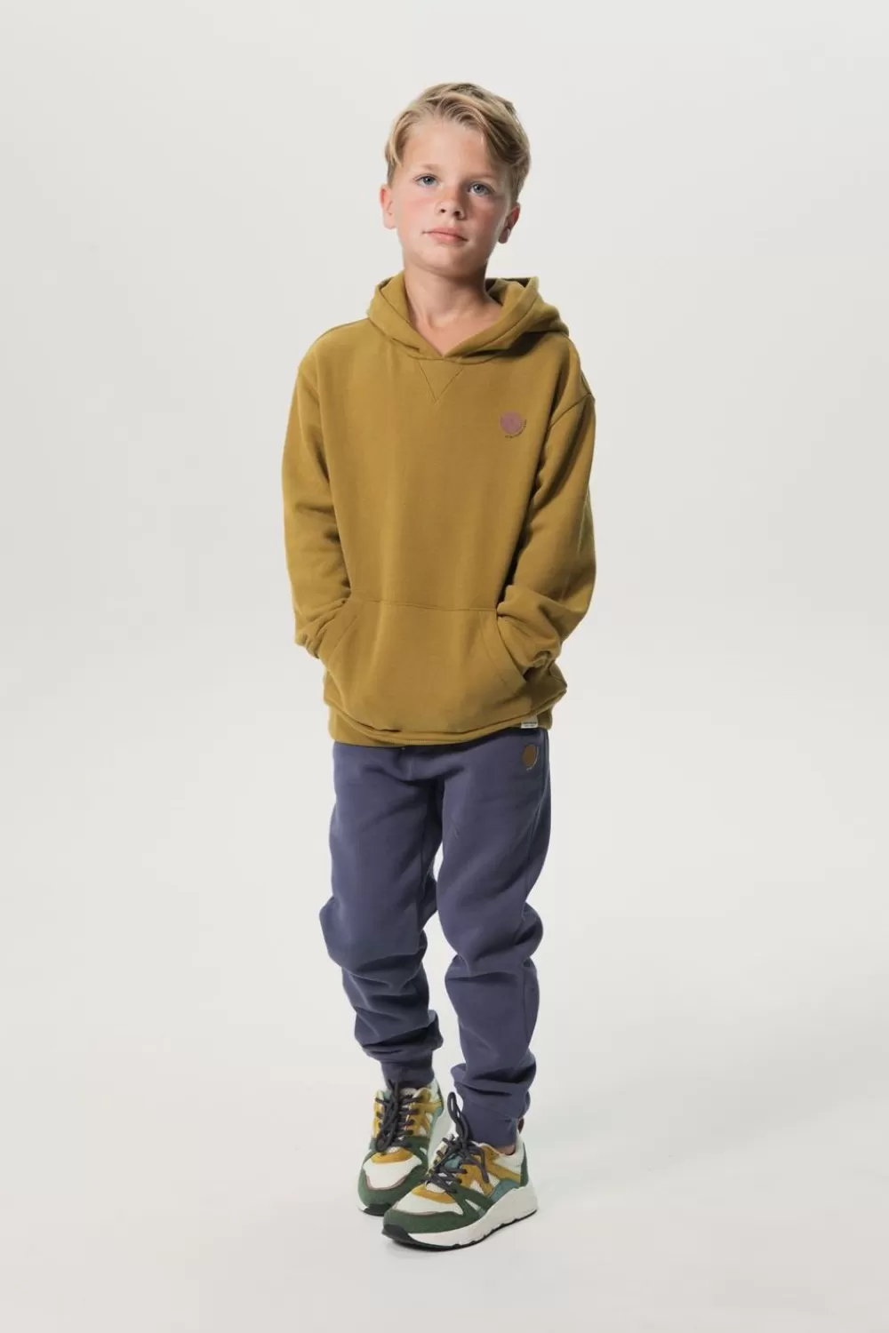 Kids Sissy-Boy Truien En Vesten>Mosterd Groene Oversized Hoodie Met Flock Print