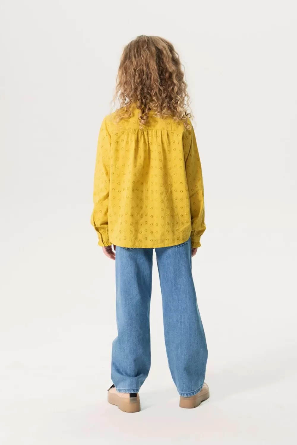 Kids Sissy-Boy Blouses>Mosterdgele Blouse Met Broderie Anglaise
