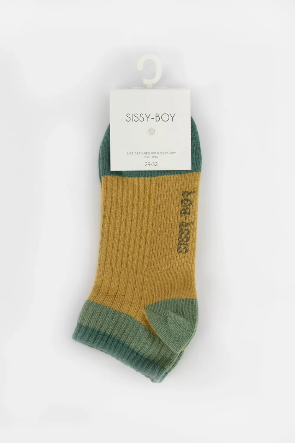 Kids Sissy-Boy Accessoires>Mosterdgele Colourblock Enkelsokken