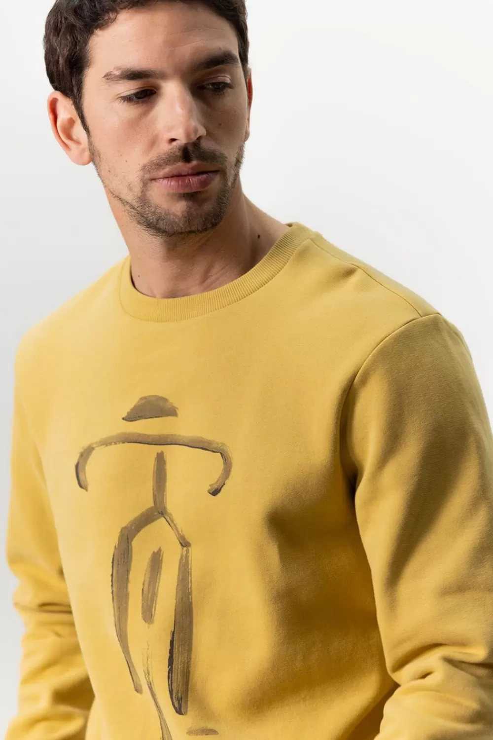 Heren Sissy-Boy Truien En Vesten>Mosterdgele Sweater Met Fiets
