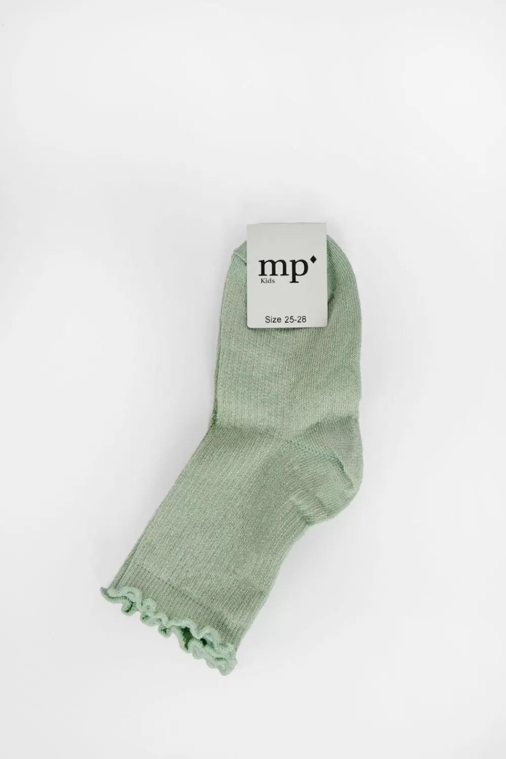 Kids mp Denmark A/S Accessoires>Mp Denmark Lichtgroene Glittersokken Met Ruffle Randje