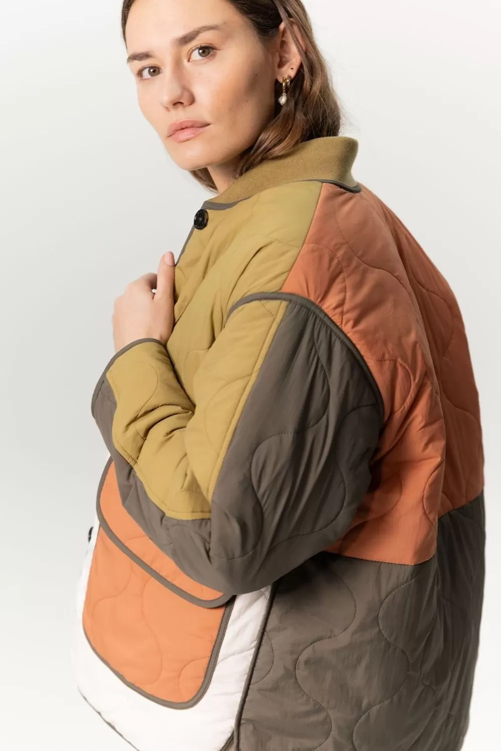 Dames Sissy-Boy Jassen>Multicolour Doorgestikt Colourblock Jasje