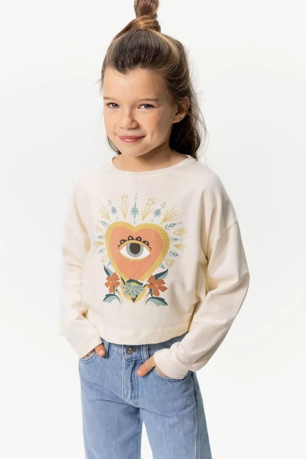 Kids Sissy-Boy T-Shirts En Tops>Off-White Longsleeve T-Shirt Met Print
