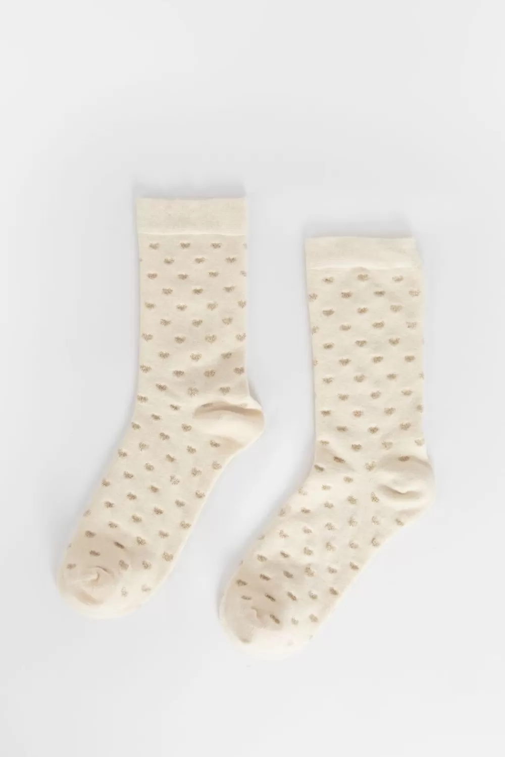 Dames Sissy-Boy Sokken En Panty'S>Off-White Sokken Met Gouden Hartjes