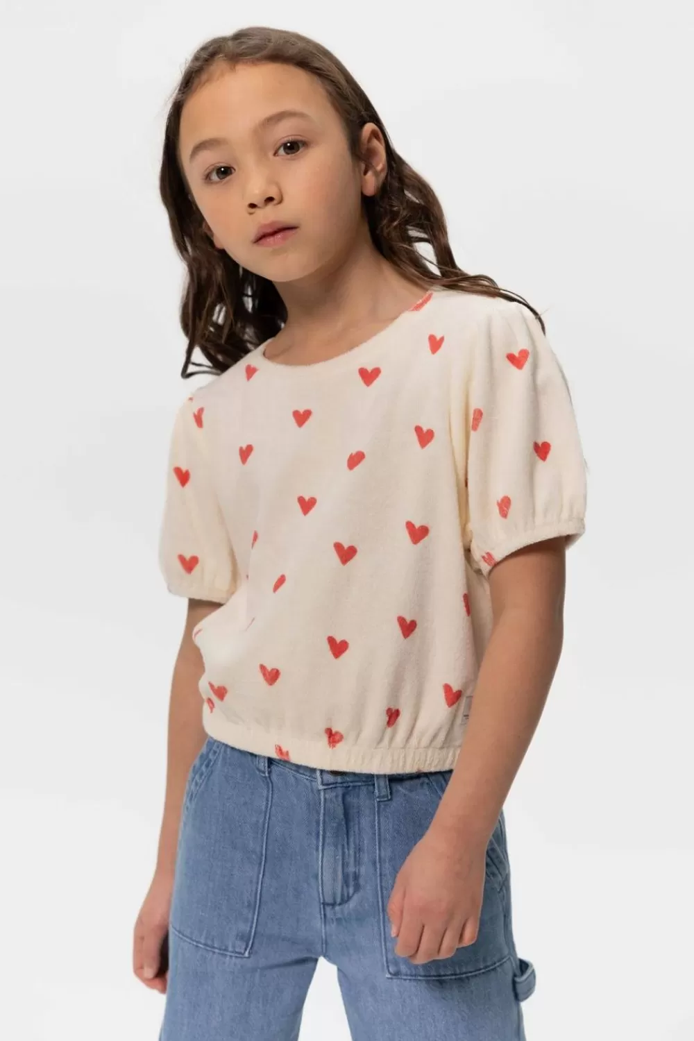 Kids Sissy-Boy T-Shirts En Tops>Off-White T-Shirt Met Hartjesprint
