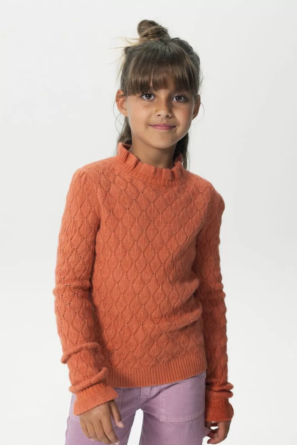 Kids Sissy-Boy Truien En Vesten>Oranje Ajour Gebreide Trui Met Mock Neck