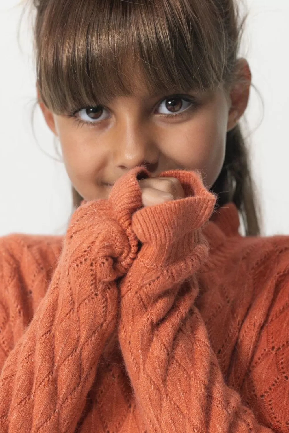 Kids Sissy-Boy Truien En Vesten>Oranje Ajour Gebreide Trui Met Mock Neck