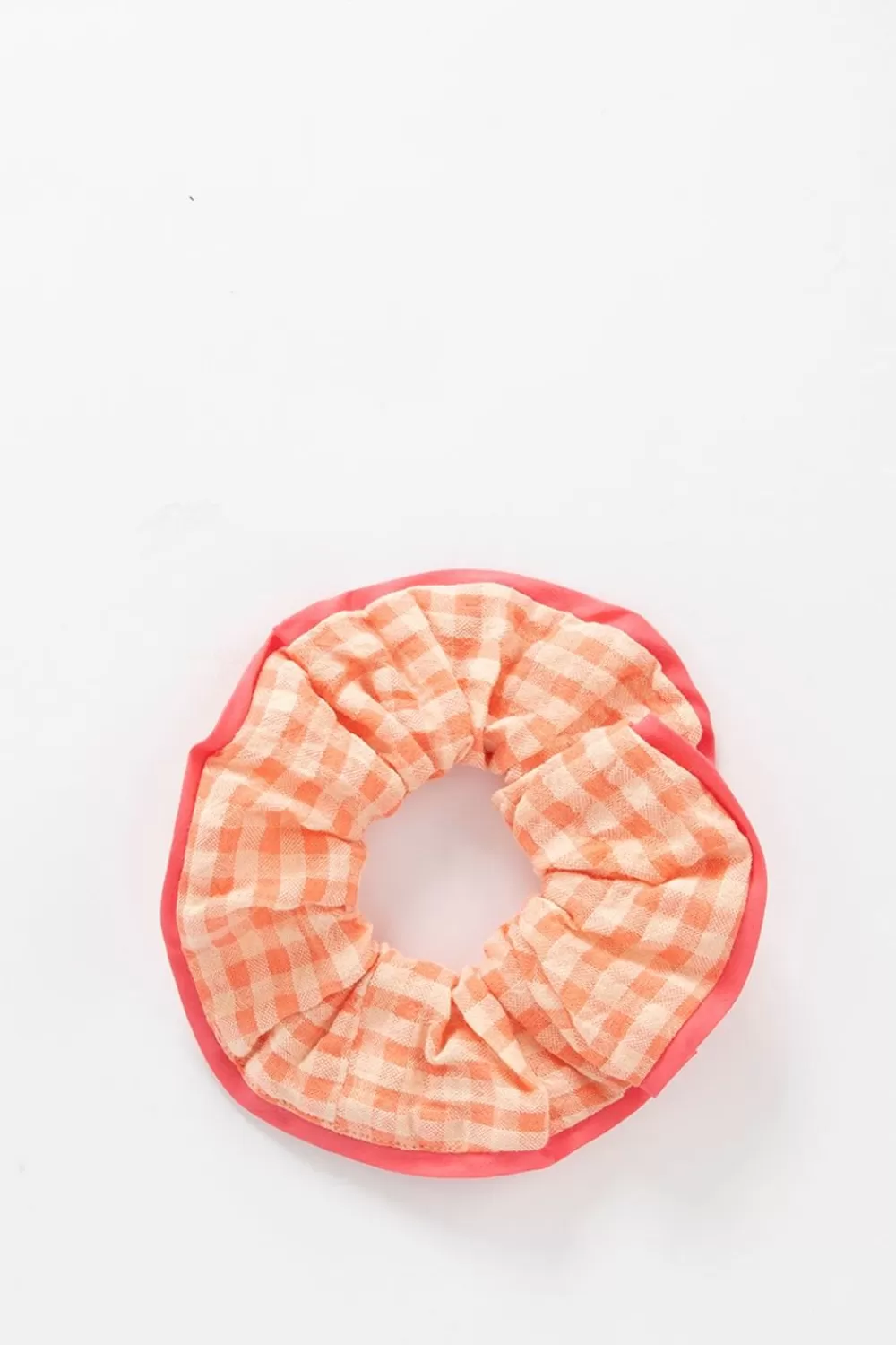 Kids Sissy-Boy Accessoires>Oranje Geruite Seersucker Scrunchie
