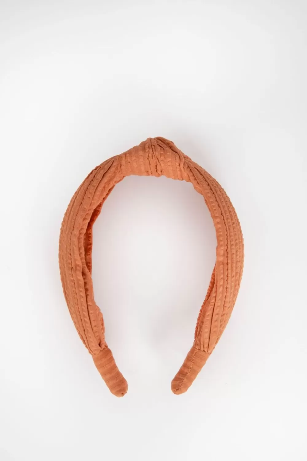 Dames Sissy-Boy Hoeden En Petten>Oranje Seersucker Haarband Met Knoopdetail