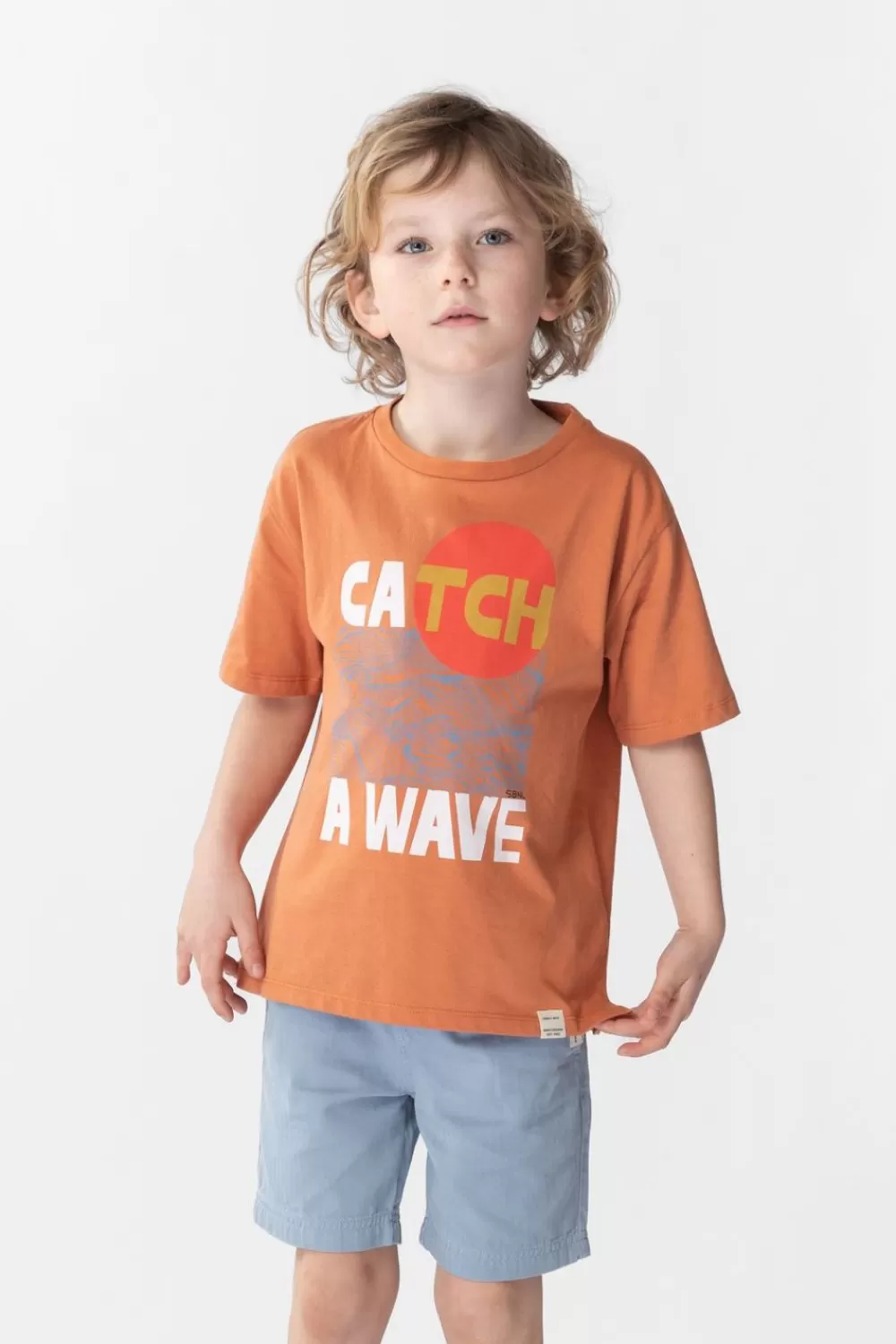 Kids Sissy-Boy T-Shirts En Polo'S>Oranje T-Shirt Met Print