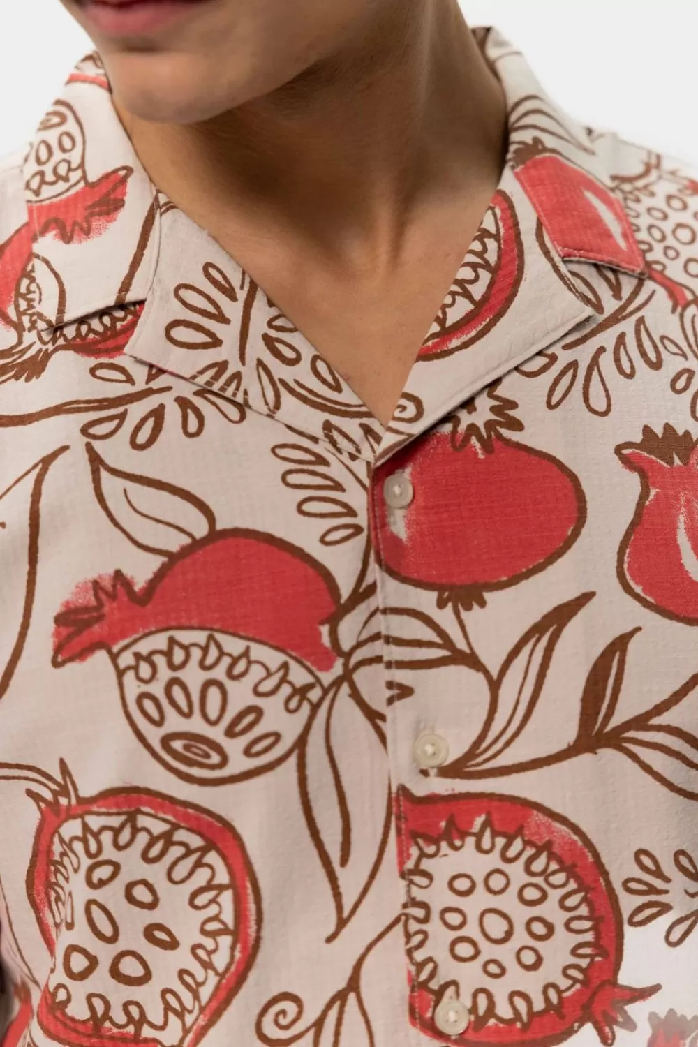 Heren Sissy-Boy Overhemden>Overhemd Met Rode Granaatappel Print