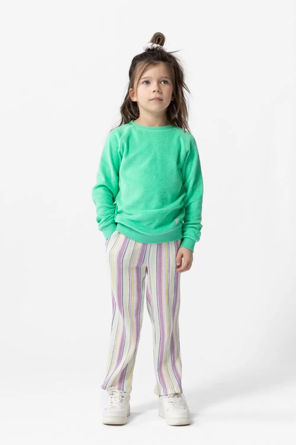 Kids Sissy-Boy Broeken>Paars Geel Gestreepte Mousseline Broek