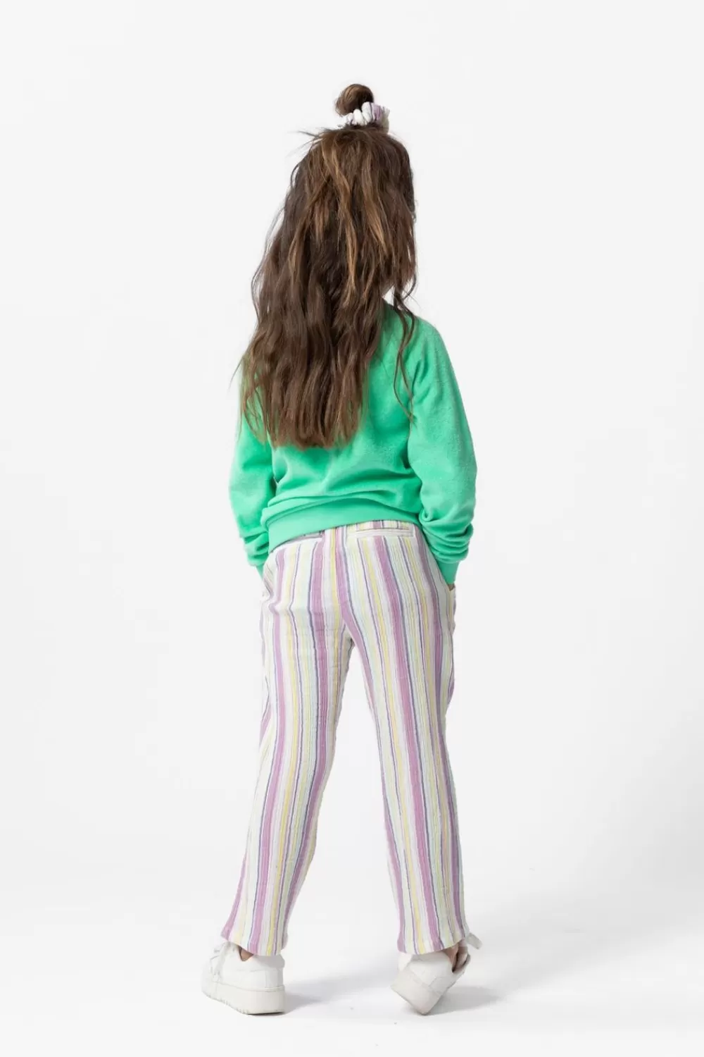 Kids Sissy-Boy Broeken>Paars Geel Gestreepte Mousseline Broek