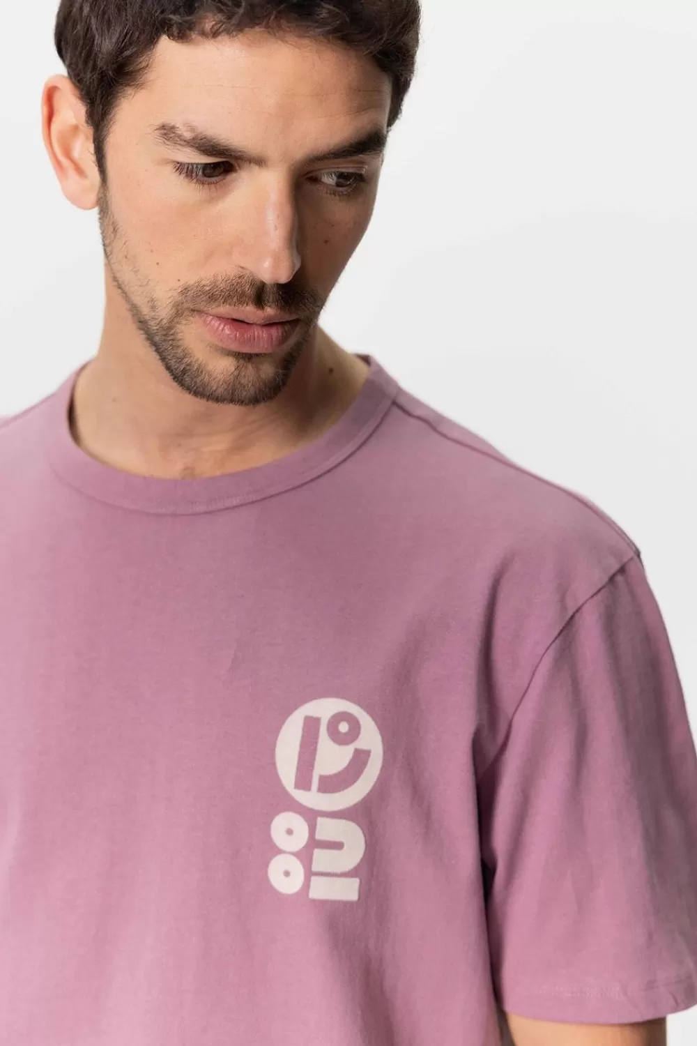 Heren Sissy-Boy T-Shirts>Paars Katoenen T-Shirt Met Artwork