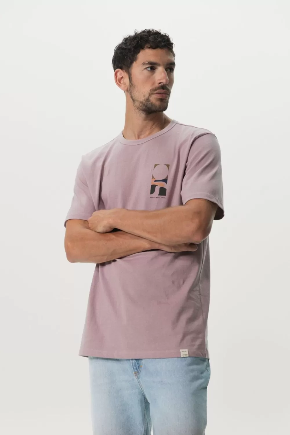 Heren Sissy-Boy T-Shirts>Paars Katoenen T-Shirt Met Print