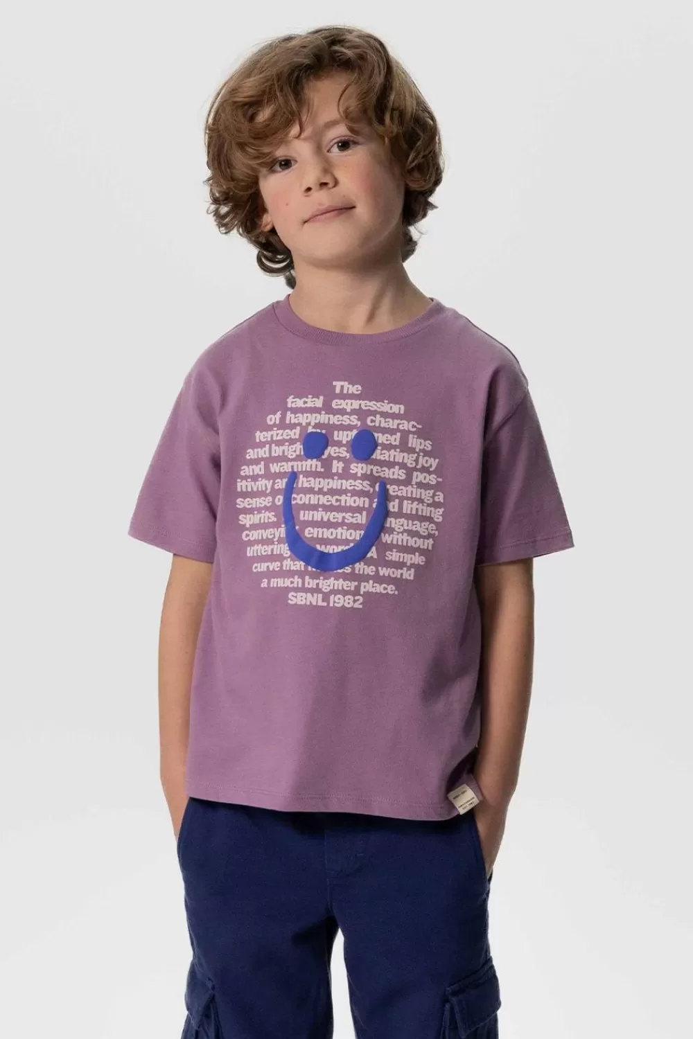 Kids Sissy-Boy T-Shirts En Polo'S>Paars Oversized T-Shirt Met Smiley Print