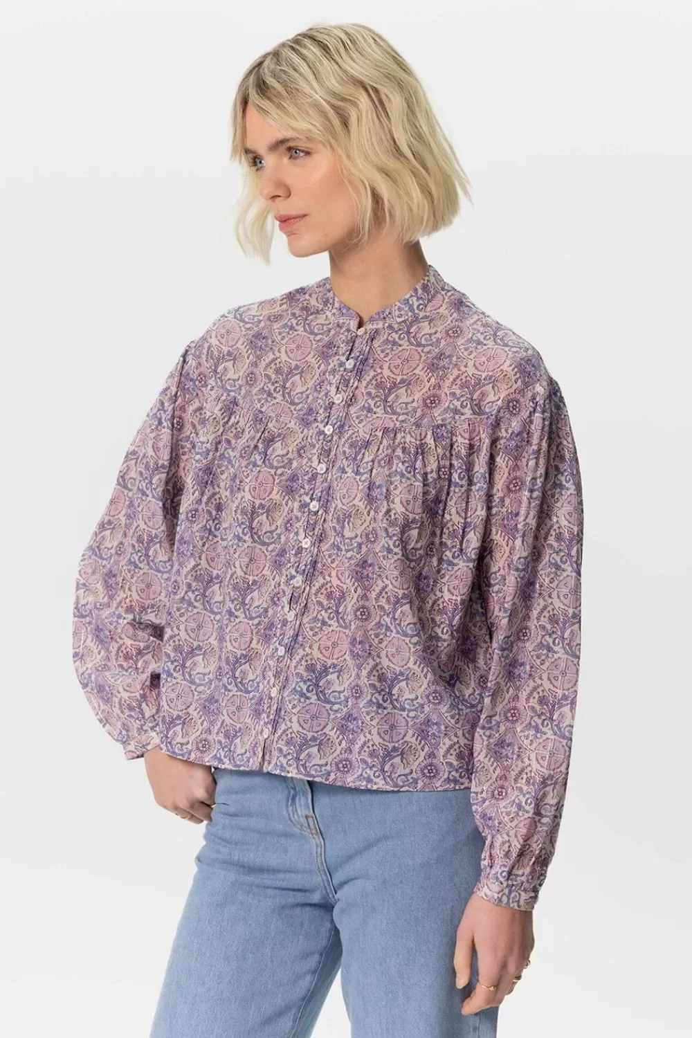 Dames Sissy-Boy Blouses>Paarse Blouse Met Colour Print