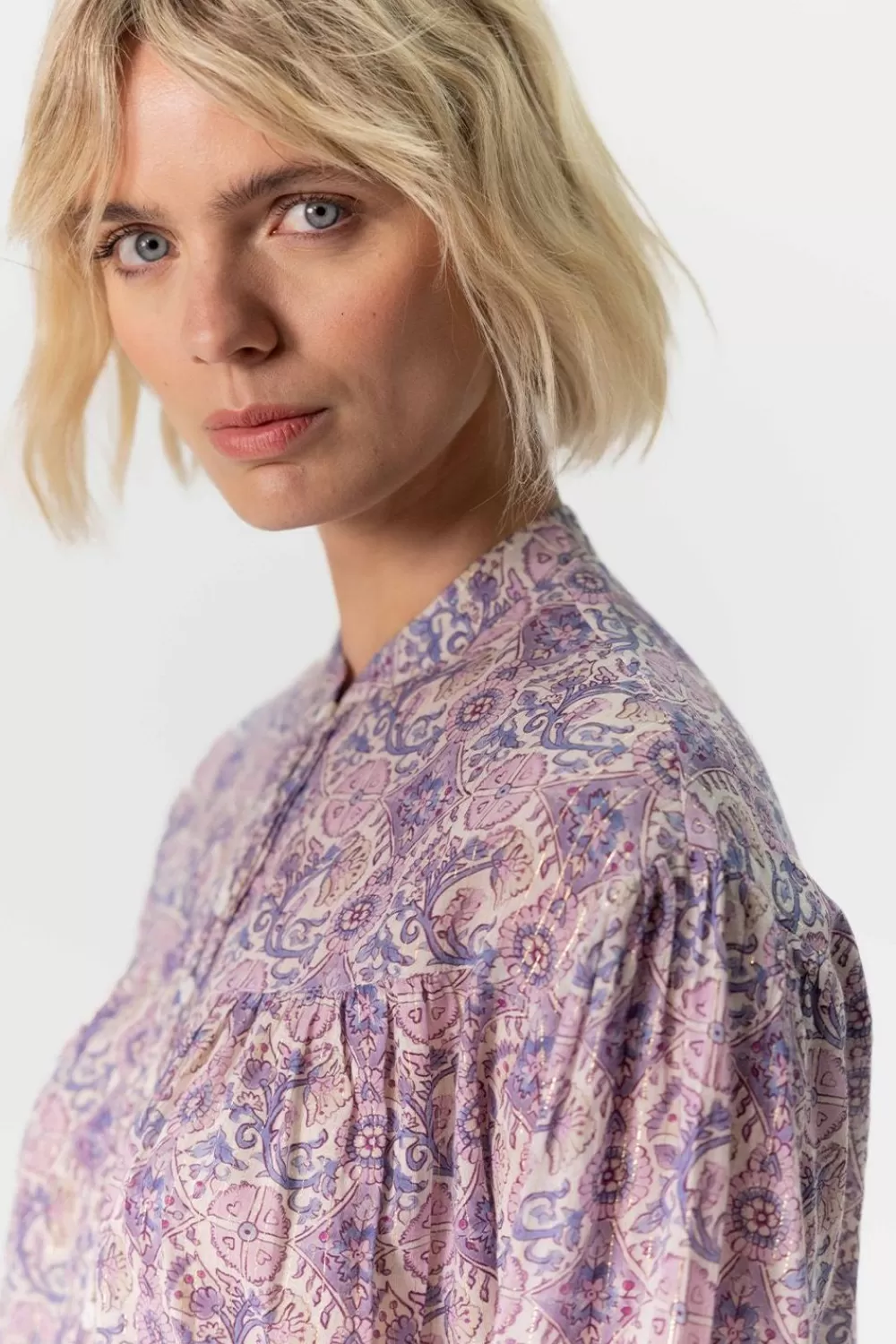 Dames Sissy-Boy Blouses>Paarse Blouse Met Colour Print