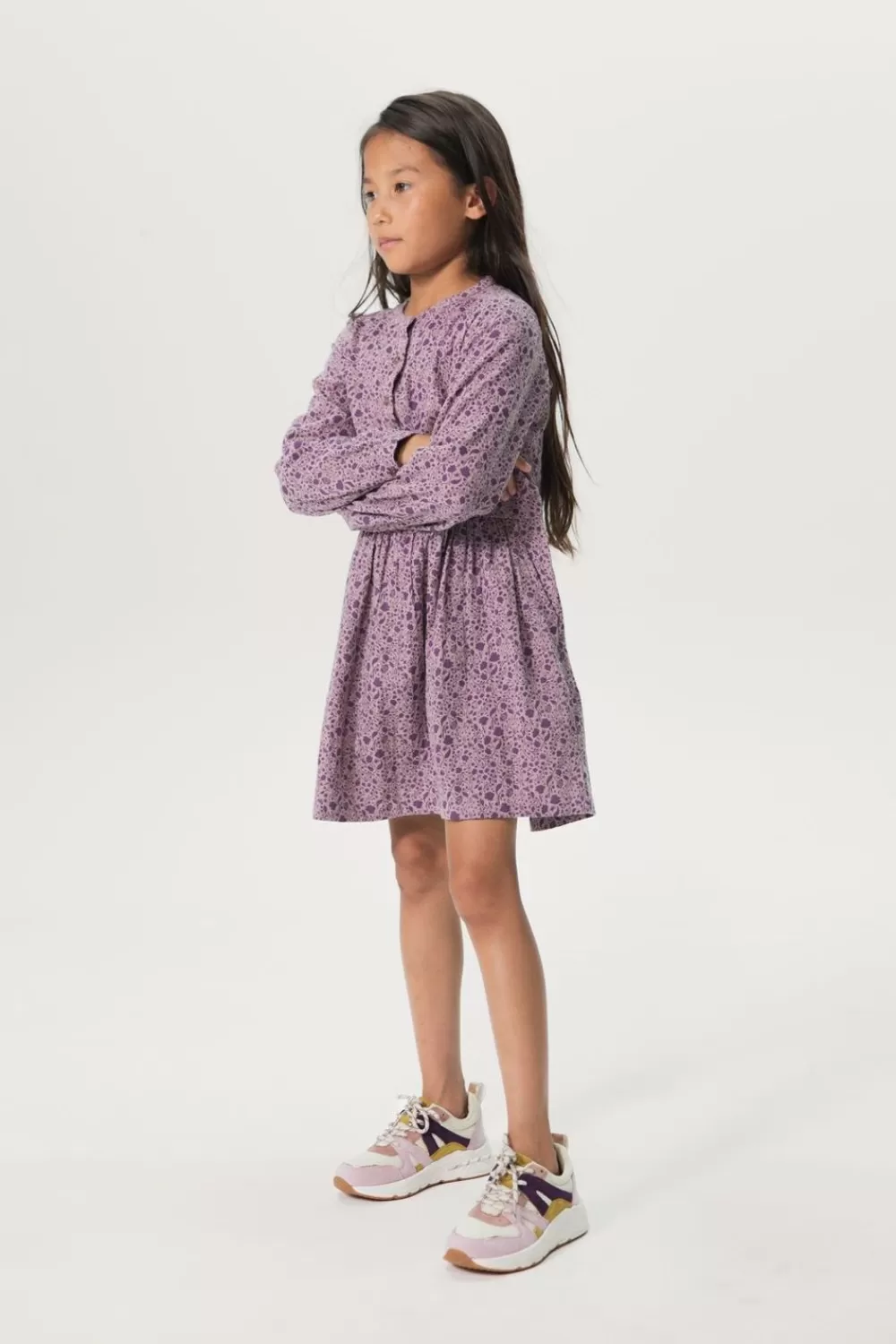 Kids Sissy-Boy Jurken>Paarse Jurk Met Fijne Bloemenprint