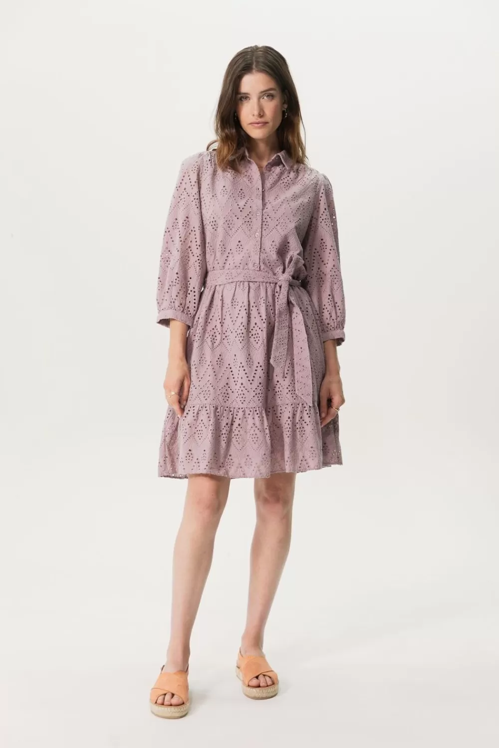 Dames Sissy-Boy Jurken>Paarse Overslagjurk Met Ruffles