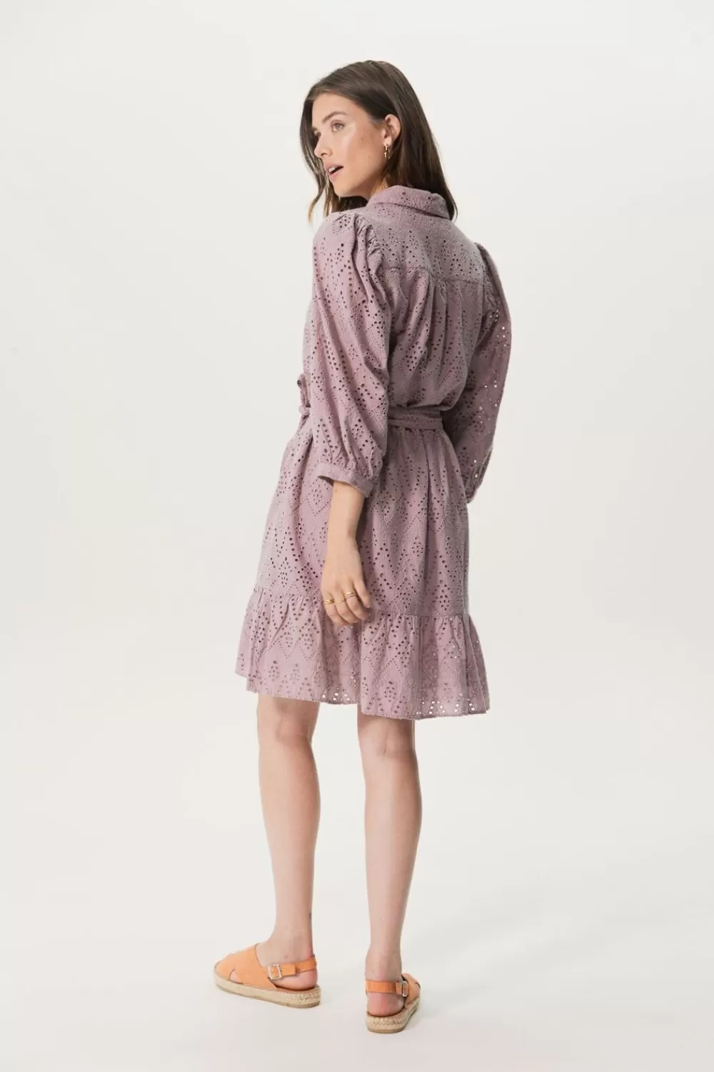 Dames Sissy-Boy Jurken>Paarse Overslagjurk Met Ruffles