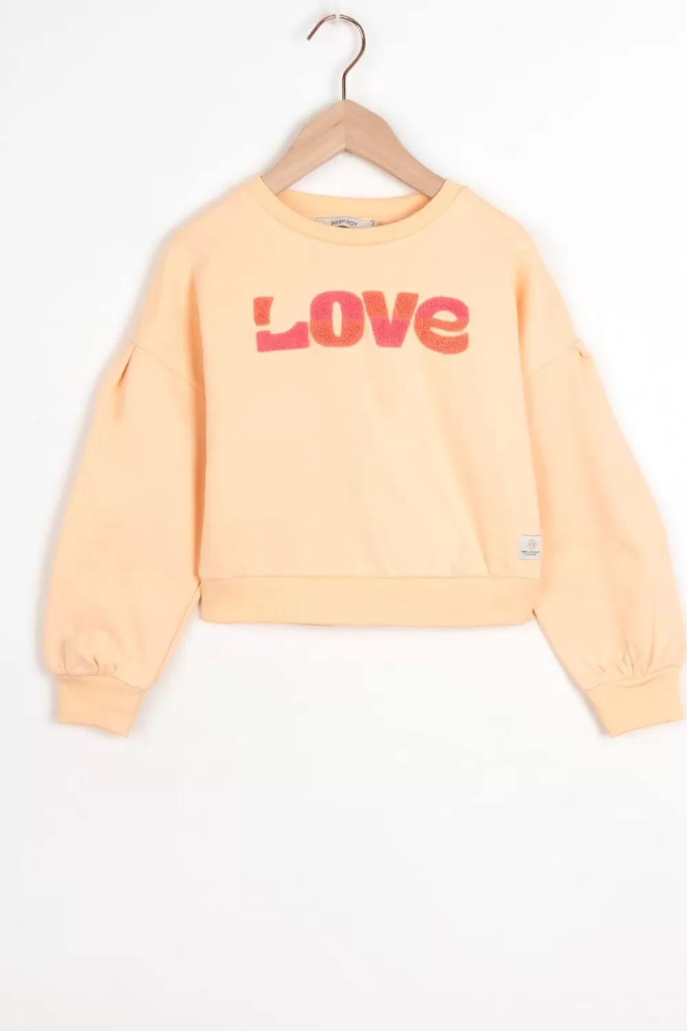 Kids Sissy-Boy Truien En Vesten>Pastel Oranje Sweater Met Badstof Print