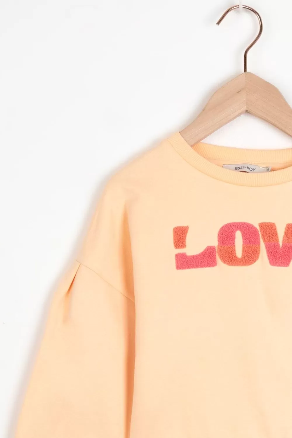 Kids Sissy-Boy Truien En Vesten>Pastel Oranje Sweater Met Badstof Print
