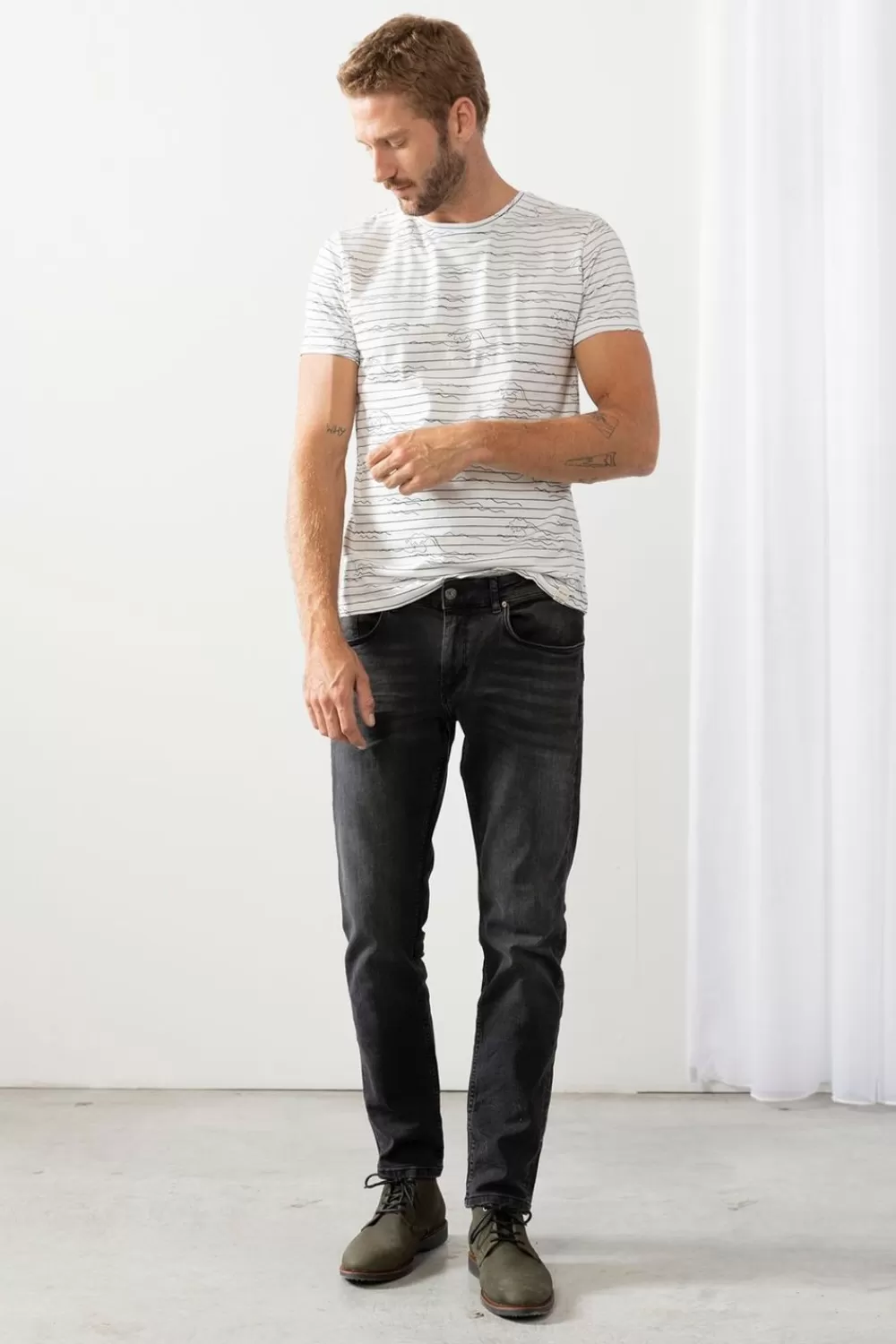 Heren Sissy-Boy Broeken>Phil Washed Black Regular Fit Jeans